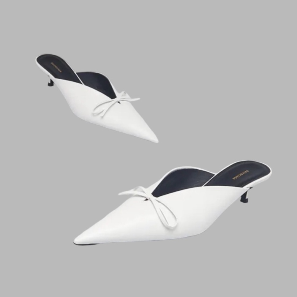 NWT BALENCIAGA Leather Elegant White Mules Size 38 - Picture 5 of 16